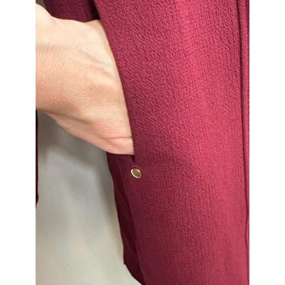Lafayette‎ 148 Womens 100% Wool Burgundy Red Open Front Cardigan - Picture 6 of 15